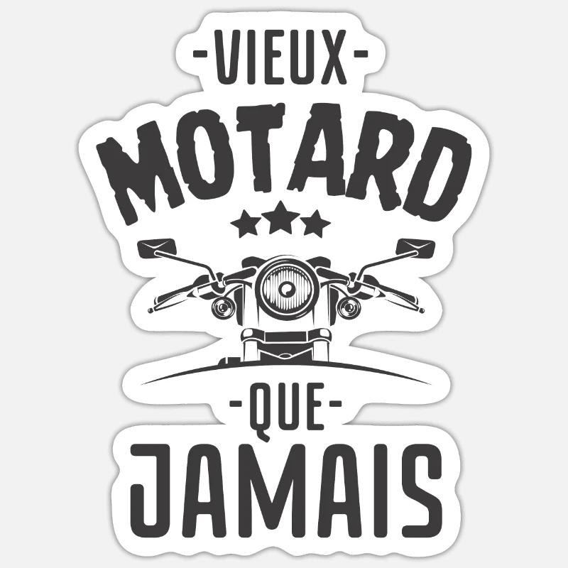Vieux motard que jamais 2 - Sticker taille S (10 x 10 cm) - blanc mat