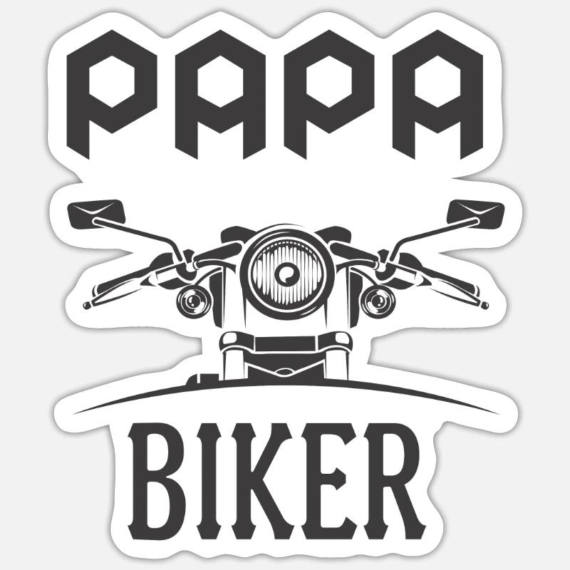 Papa biker motard - Sticker taille S (10 x 10 cm) - blanc mat