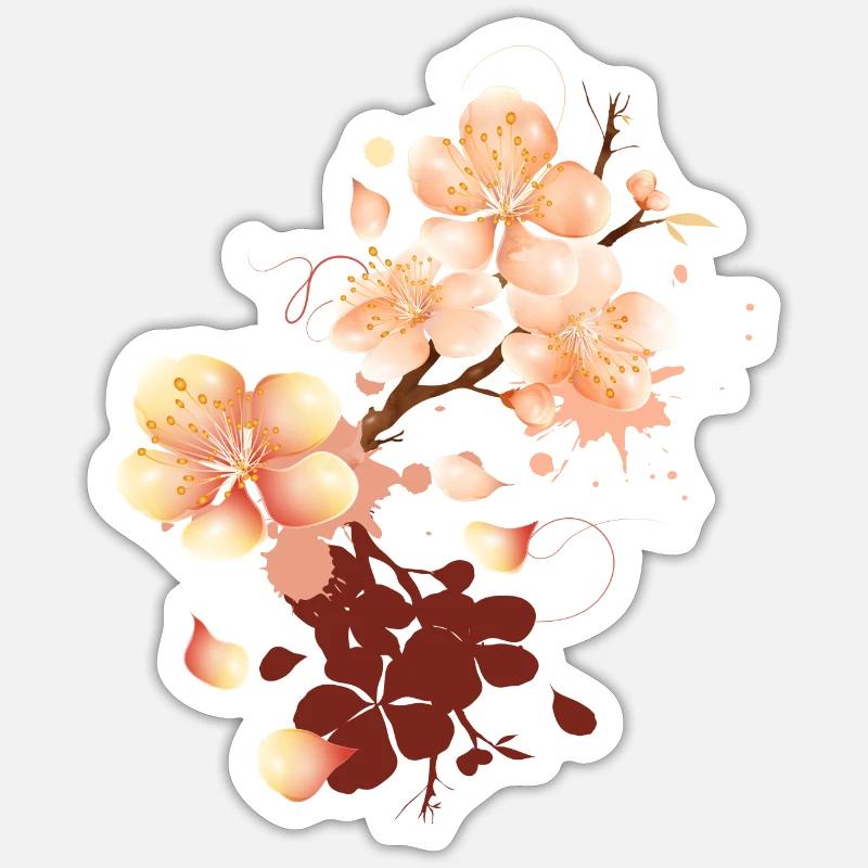 Graffiti de fleur de pêcher dans un ton pêche velouté Sticker taille S (10 x 10 cm)
