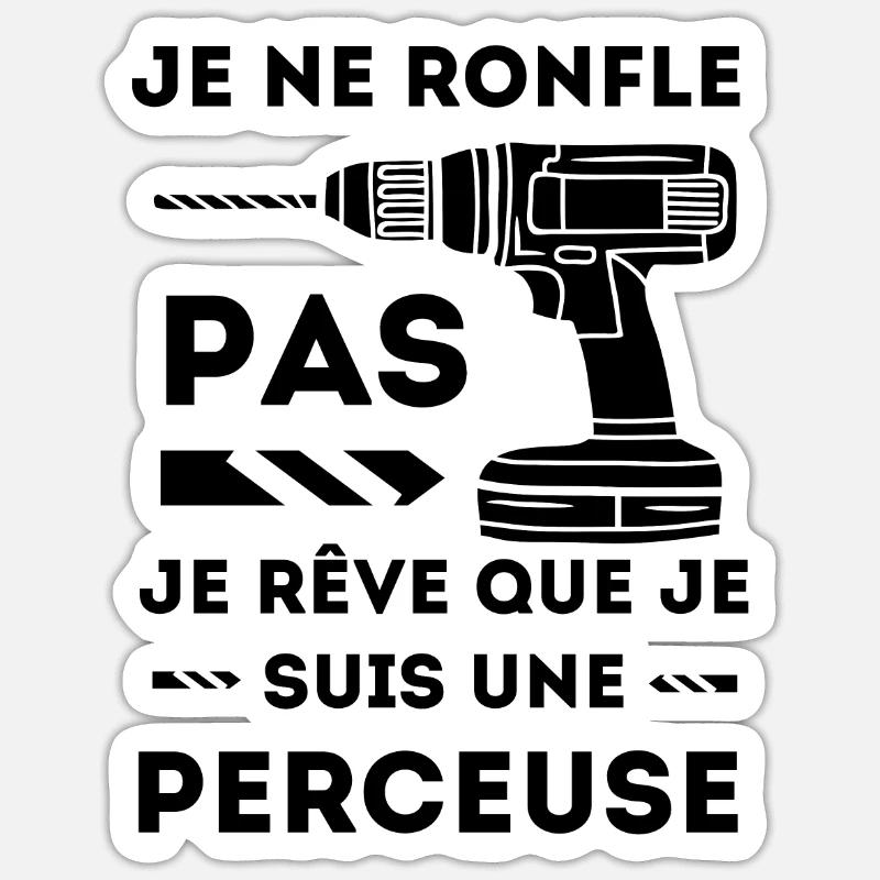 Humour perceuse bricoleur - Sticker taille S (10 x 10 cm) - blanc mat