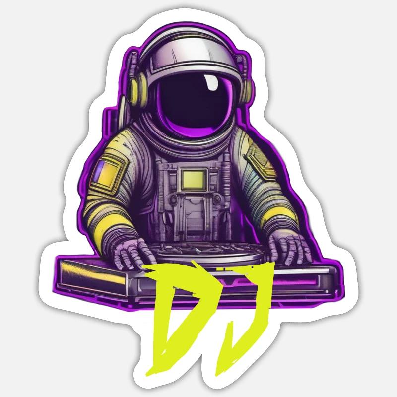 DJ Astronaute - Sticker taille S (10 x 10 cm) - blanc mat