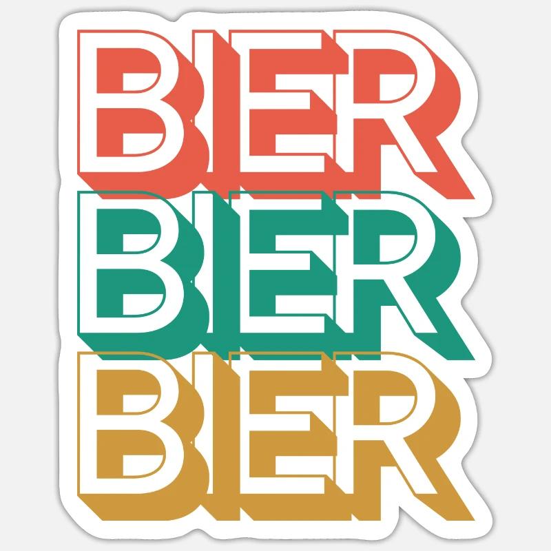 Retro Bier 80s - Sticker Größe S (10 x 10 cm) - Mattweiß