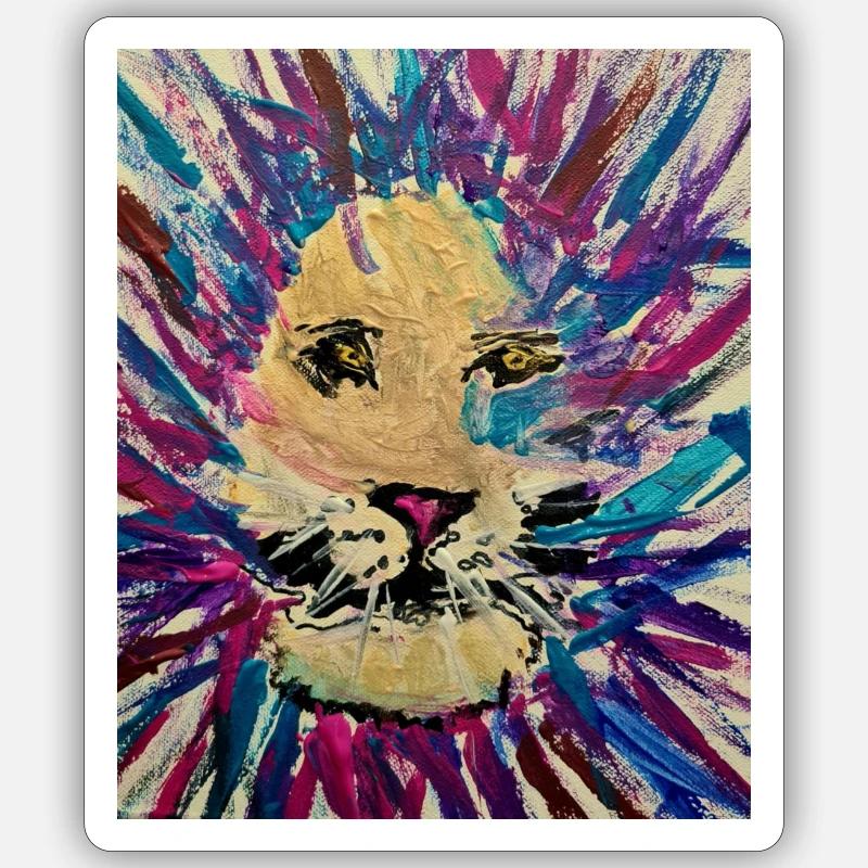 Lucas Löwe - Sticker Größe S (10 x 10 cm) - Mattweiß
