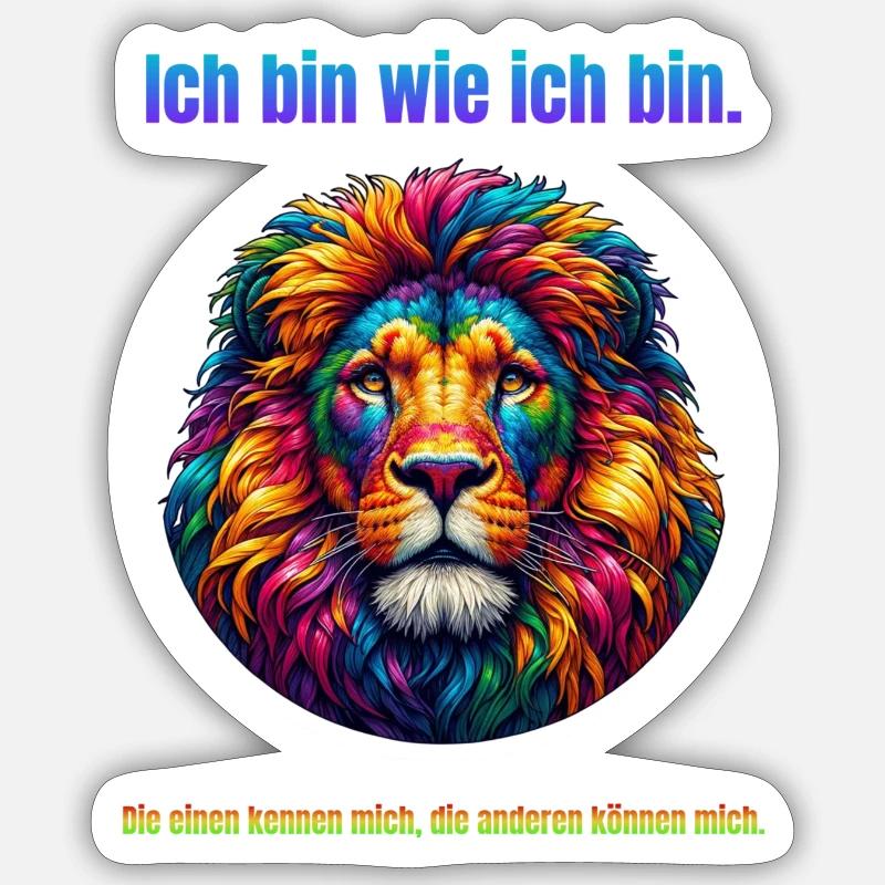 Löwe psychedelisch mit Spruch Sticker Größe S (10 x 10 cm)