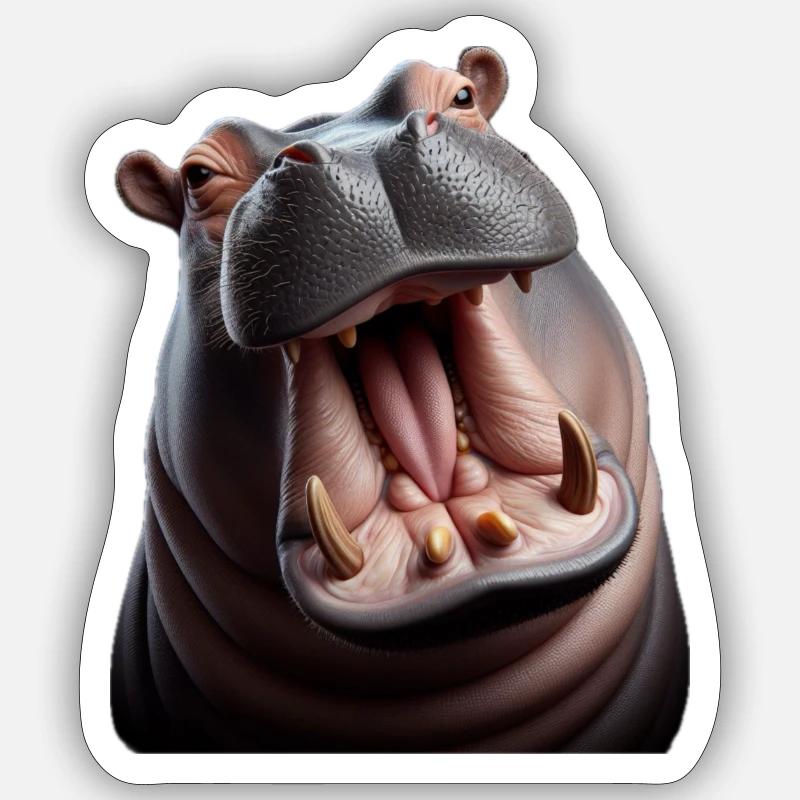 Nilpferd 2 - Sticker Größe S (10 x 10 cm) - Mattweiß
