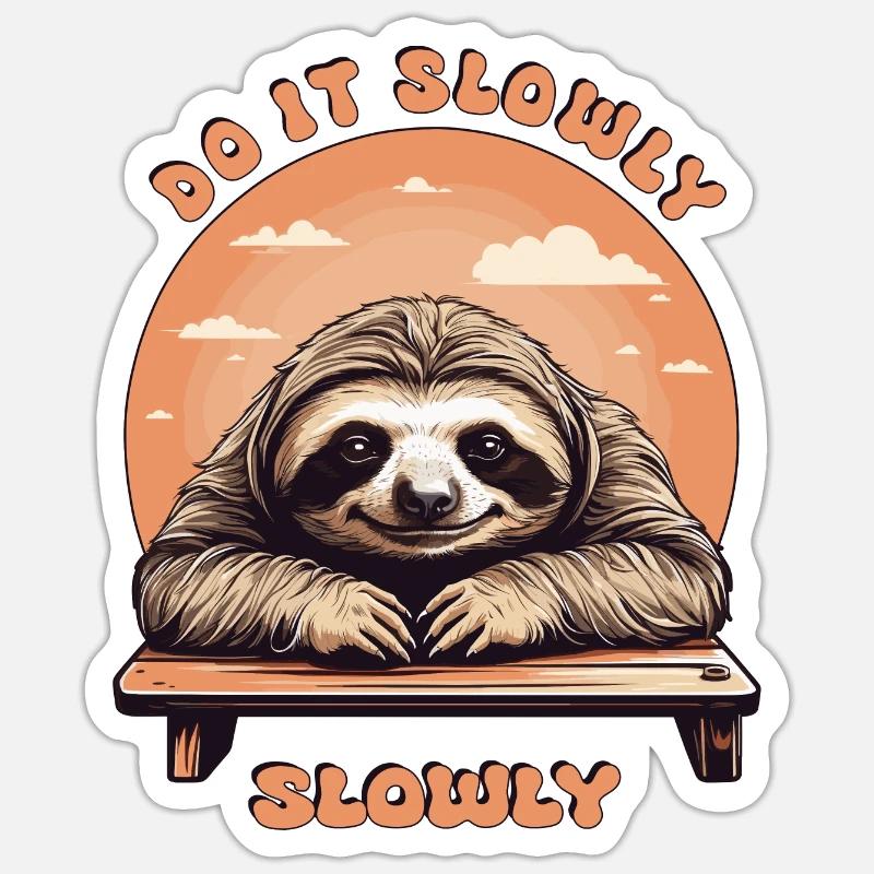Slow Sloth - Sticker size S (10 x 10 cm) - white matte