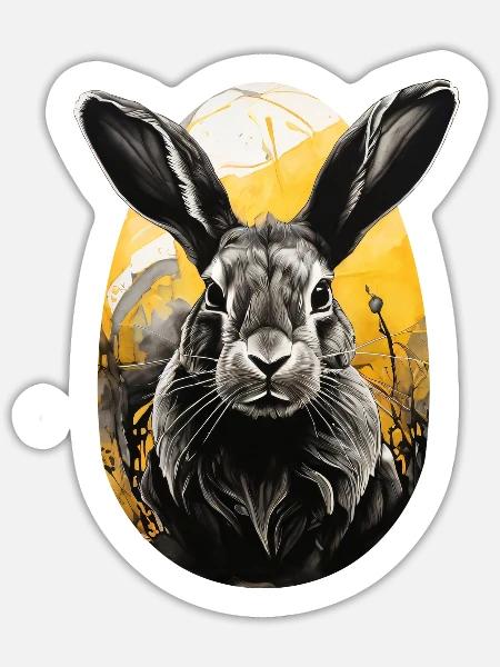Hase, Osterhase, Kaninchen - Sticker Größe S (10 x 10 cm) - Mattweiß