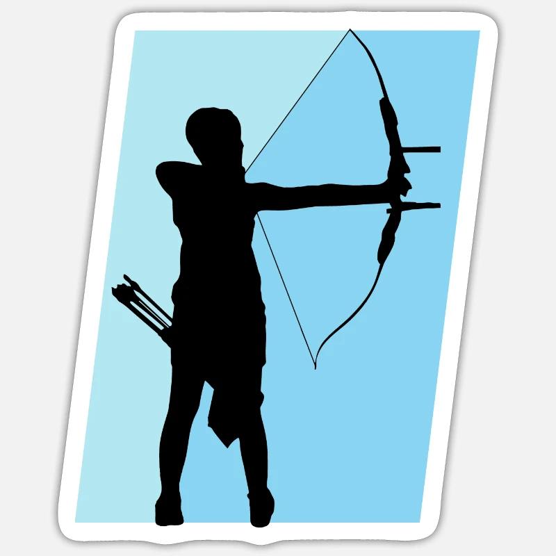 Bogen Schießsport Bogen - Sticker Größe S (10 x 10 cm) - Mattweiß