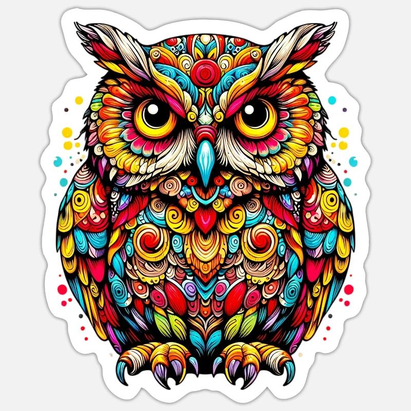 Eule - Sticker Größe S (10 x 10 cm) - Mattweiß