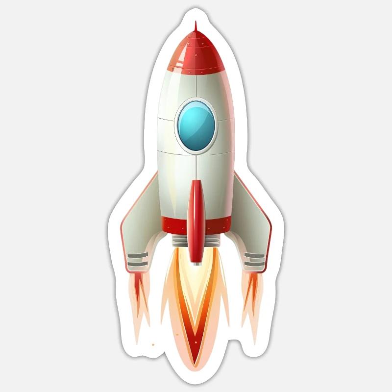 Retro rocket launches in a two-dimensional Il Sticker size S (10 x 10 cm)