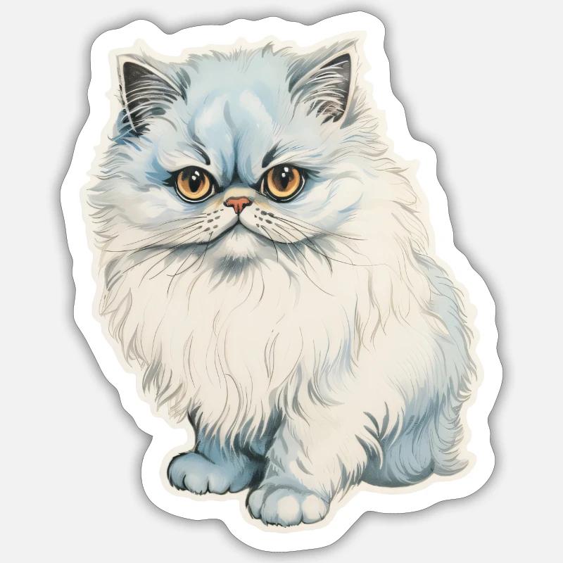 Chat persan - Sticker taille S (10 x 10 cm) - blanc mat