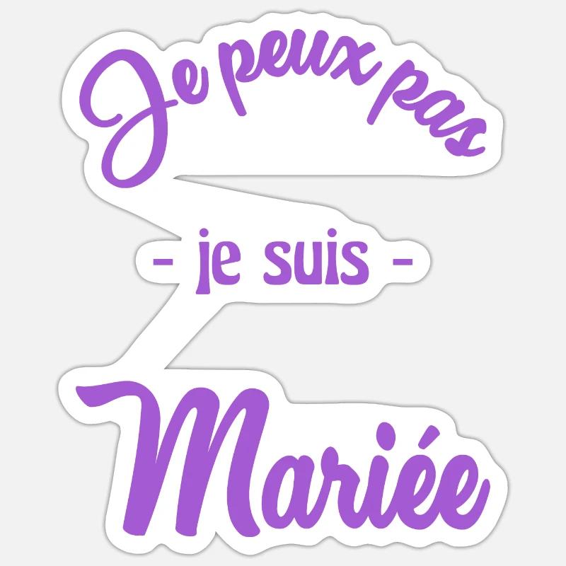 MARIEE. COUPLE. JUST MARRIED. EVJF - Sticker taille S (10 x 10 cm) - blanc mat