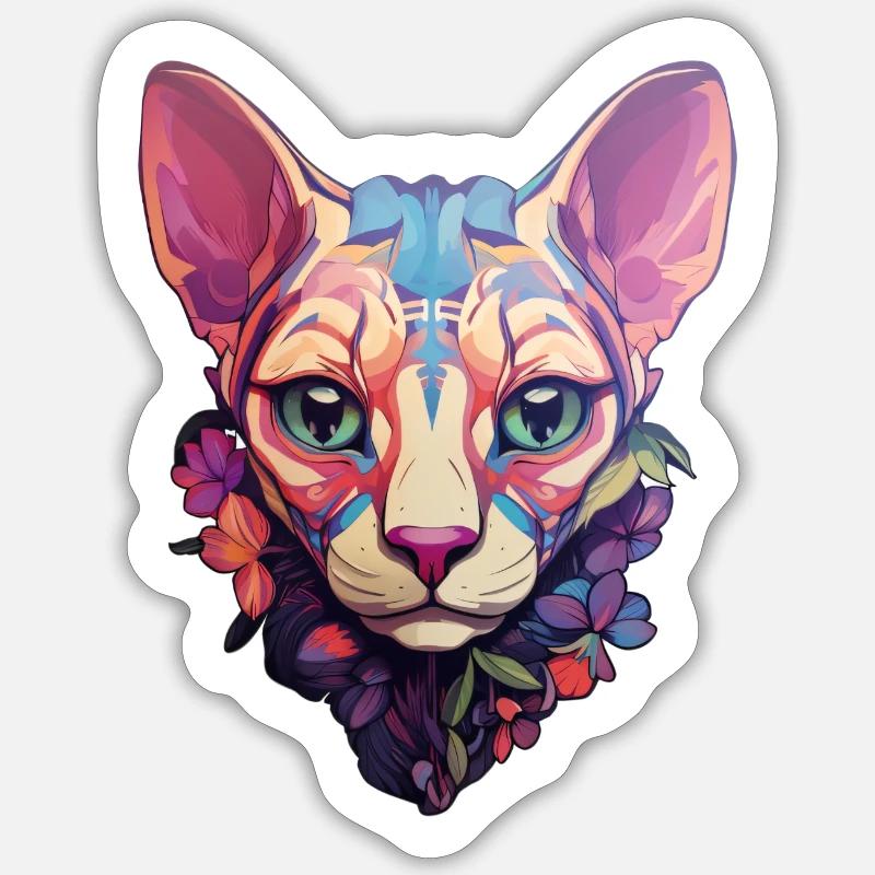 Tête de chat Sphynx Sticker taille S (10 x 10 cm)