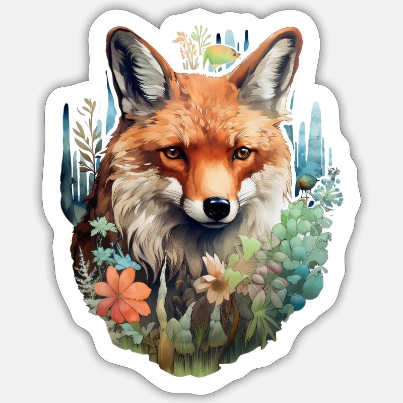 Fuchskopf - Sticker Größe S (10 x 10 cm) - Mattweiß