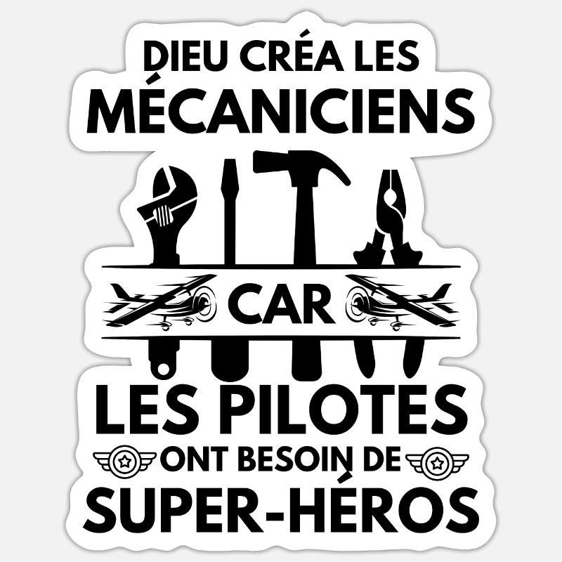 Mécanicien d avion 2 - Sticker taille S (10 x 10 cm) - blanc mat