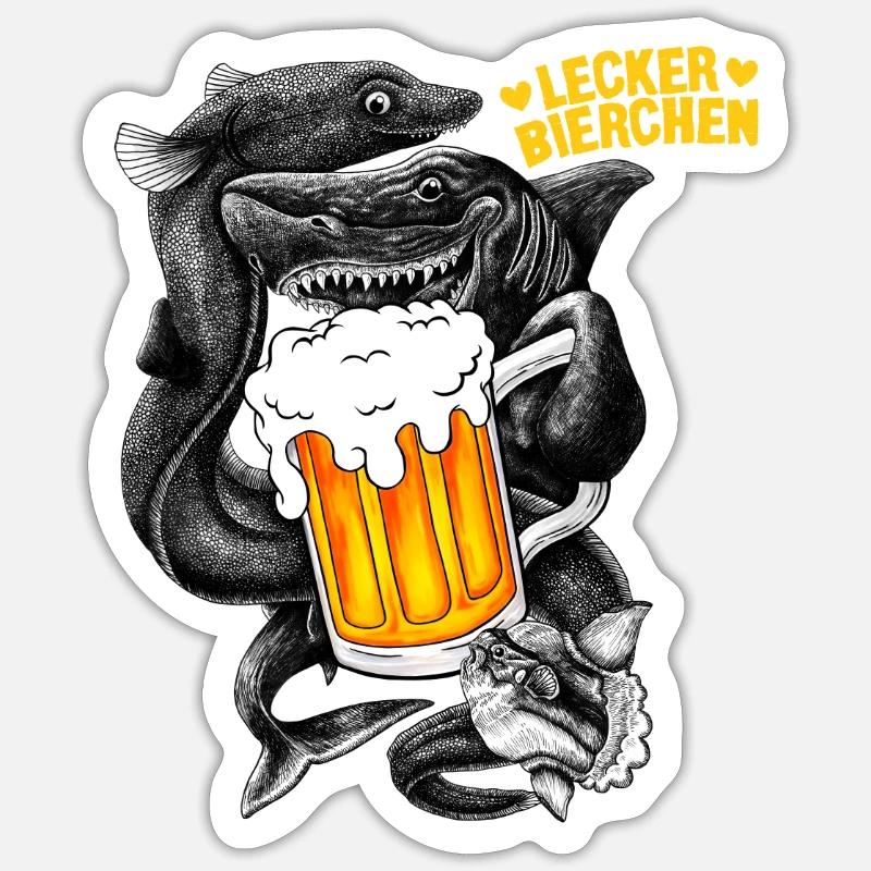 Lecker Bierchen - Sticker Größe S (10 x 10 cm) - Mattweiß