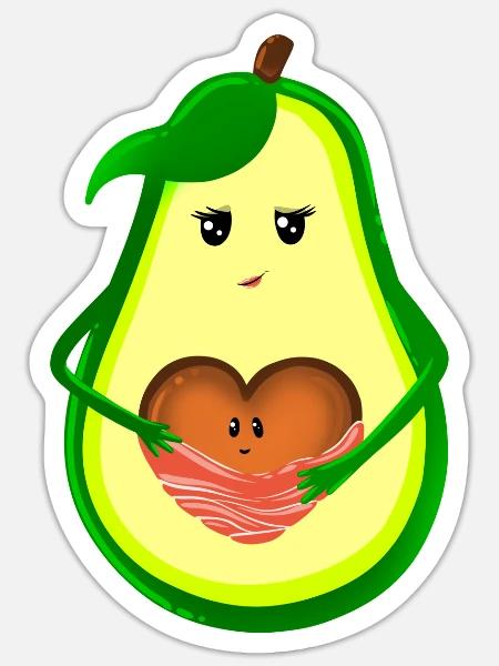 Avocado Mutter mit Kind - Sticker Größe S (10 x 10 cm) - Mattweiß