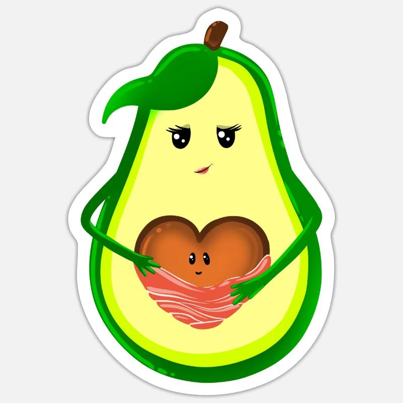 Avocado Mutter mit Kind - Sticker Größe S (10 x 10 cm) - Mattweiß