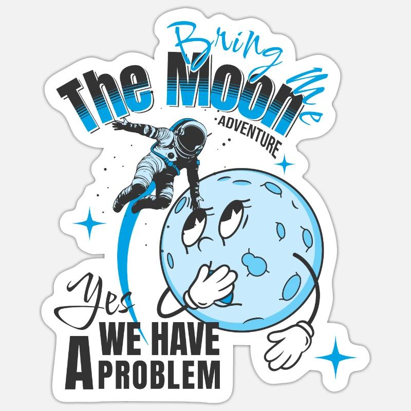 Mond Retro Maskottchen - Sticker Größe S (10 x 10 cm) - Mattweiß