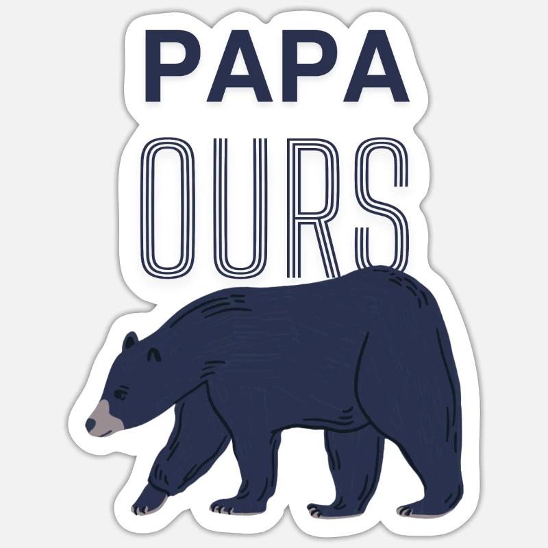 Papa Ours - Sticker taille S (10 x 10 cm) - blanc mat