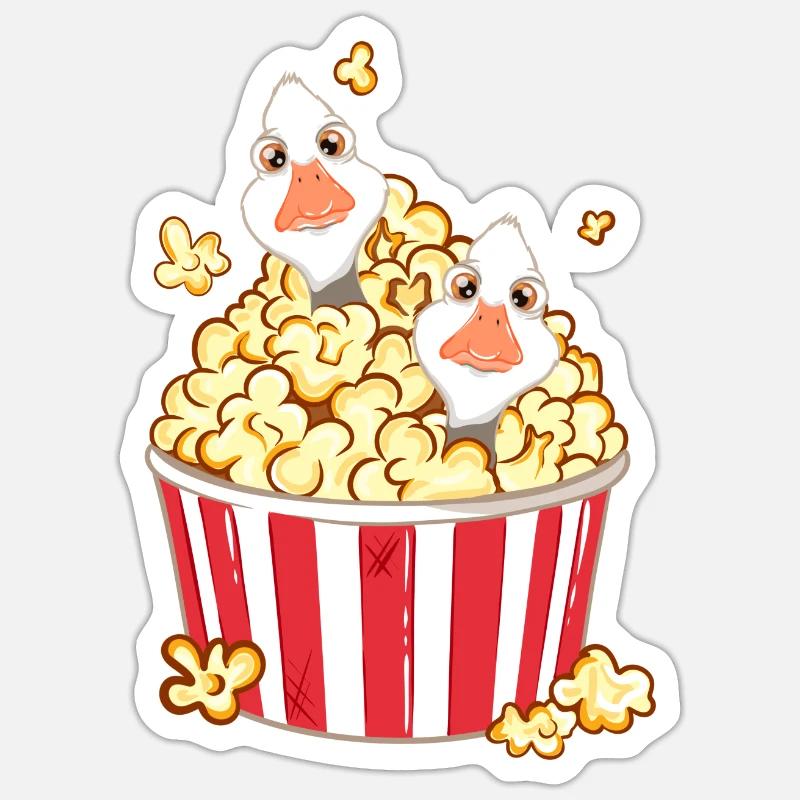 Two ducks playing in the popcorn Sticker size S (10 x 10 cm)