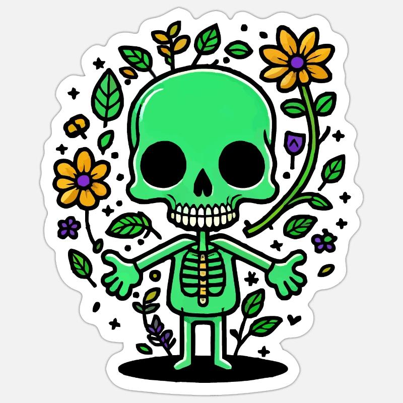 Squelette - Sticker taille S (10 x 10 cm) - blanc mat