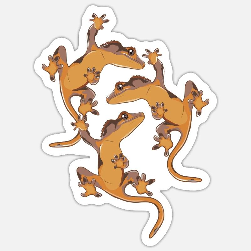 Three crowned geckos, reptiles - Sticker size S (10 x 10 cm) - white matte