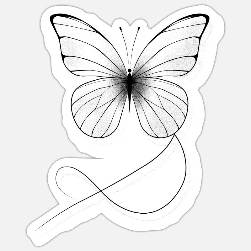 Papillon en filigrane - Sticker taille S (10 x 10 cm) - blanc mat