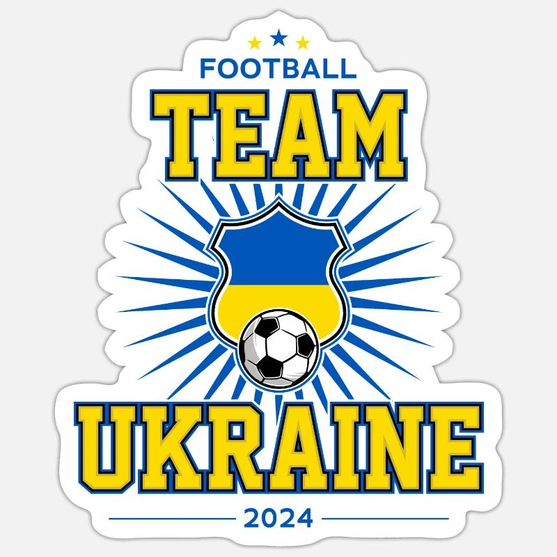 Équipe Ukraine - Sticker taille S (10 x 10 cm) - blanc mat