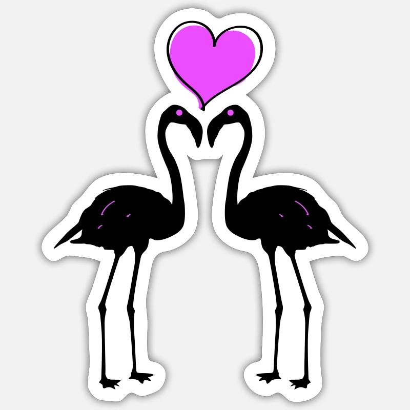 Flamingo Liebe Paar Sticker Größe S (10 x 10 cm)