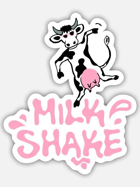 Lustige Milchshake Kuh – schwarz - Sticker Größe S (10 x 10 cm) - Mattweiß