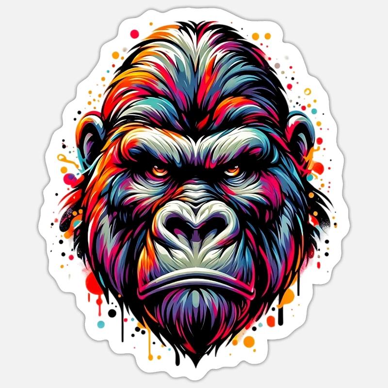 Gorilla - Sticker Größe S (10 x 10 cm) - Mattweiß