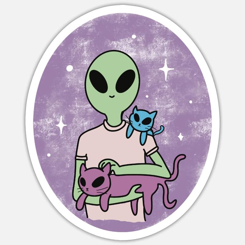 Alien mignon Sticker taille S (10 x 10 cm)