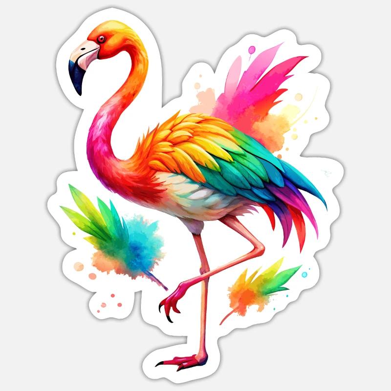 Flamingo Pride Back - Sticker Größe S (10 x 10 cm) - Mattweiß