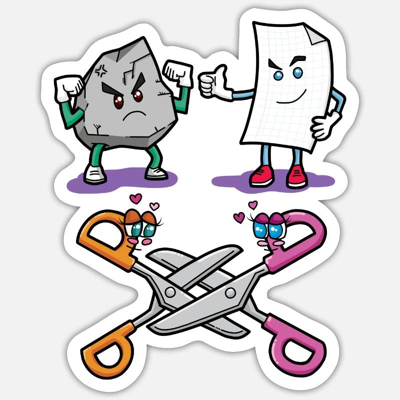 Stein, Papier, Schere! - Sticker Größe S (10 x 10 cm) - Mattweiß