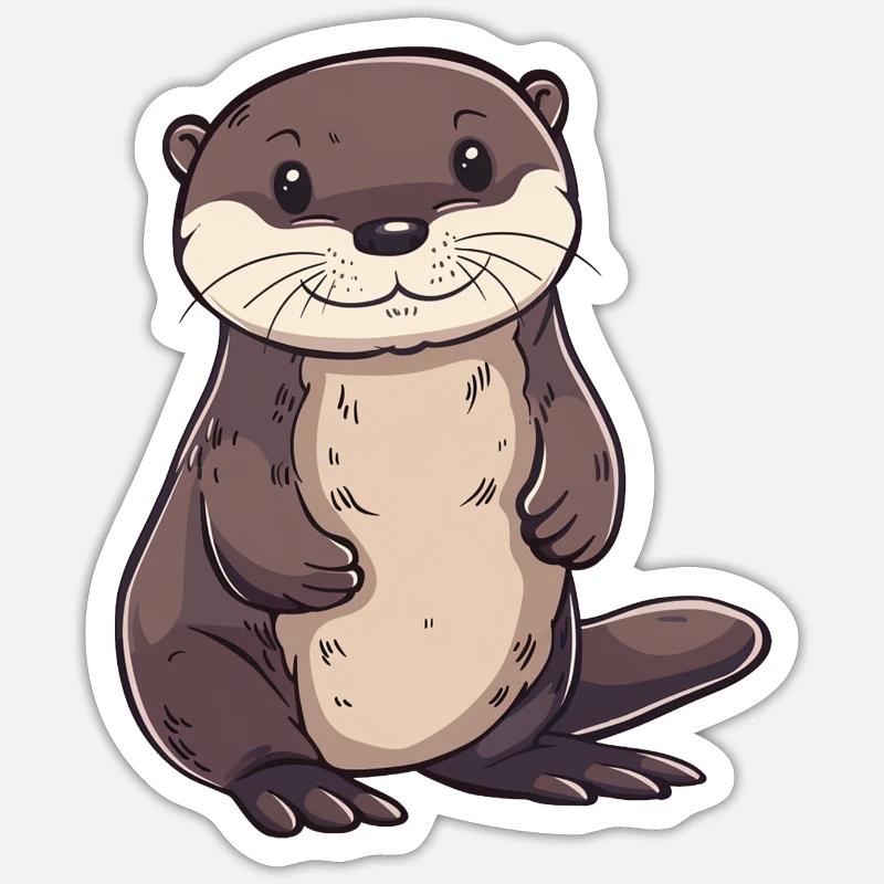 Castor loutre - Sticker taille S (10 x 10 cm) - blanc mat