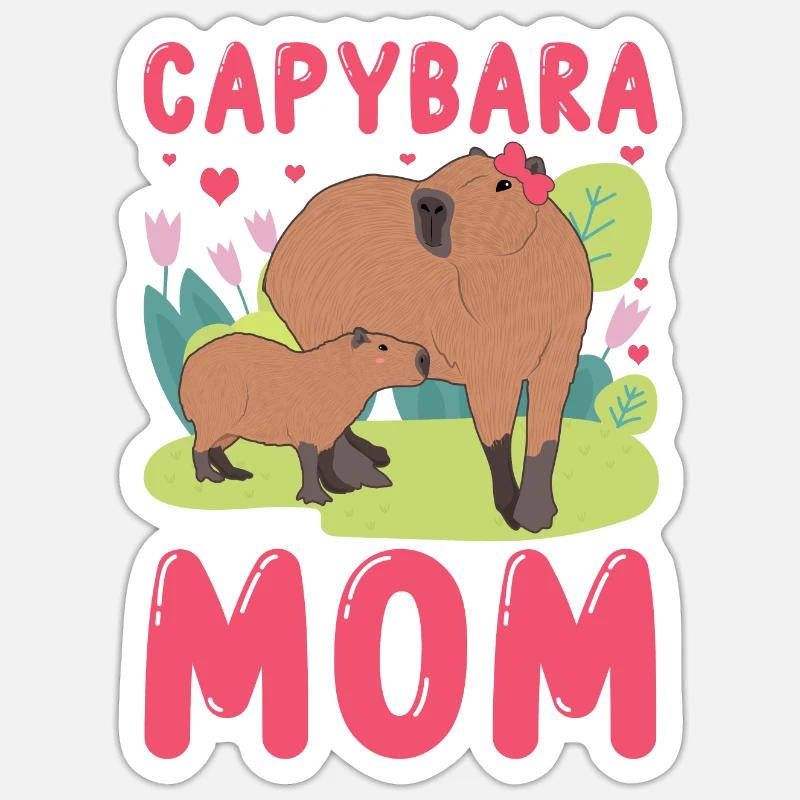 Capybara Mom Capy - Sticker size S (10 x 10 cm) - white matte