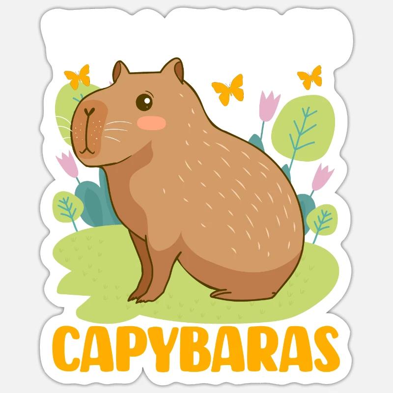 Capybara Capy - Sticker taille S (10 x 10 cm) - blanc mat