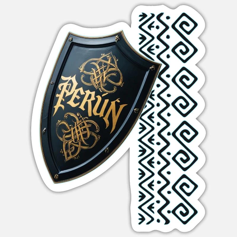 Perún - der Gott des Sturms - Sticker Größe S (10 x 10 cm) - Mattweiß