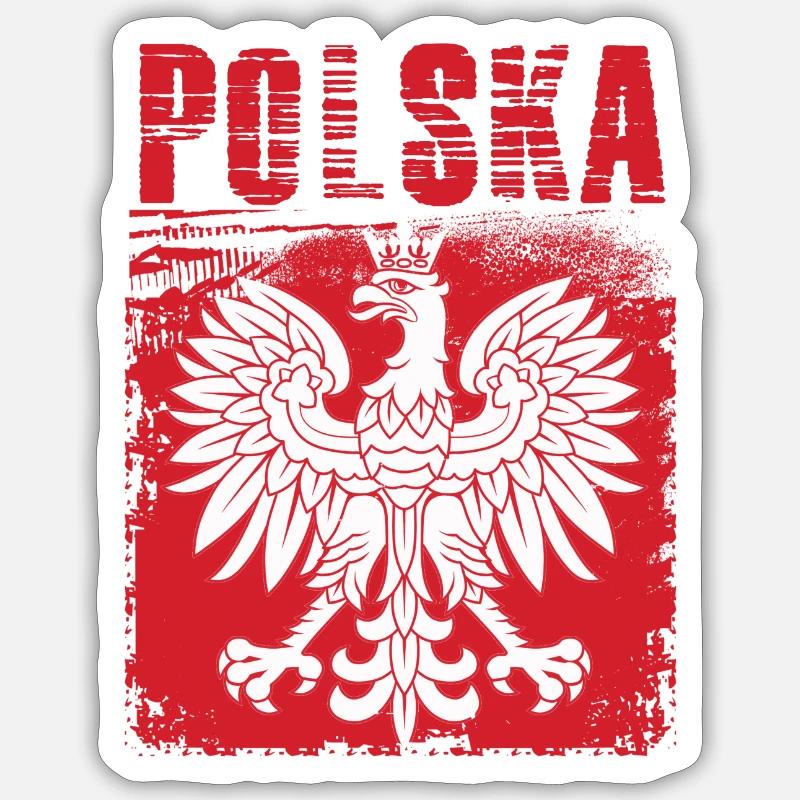 Pologne - Sticker taille S (10 x 10 cm) - blanc mat
