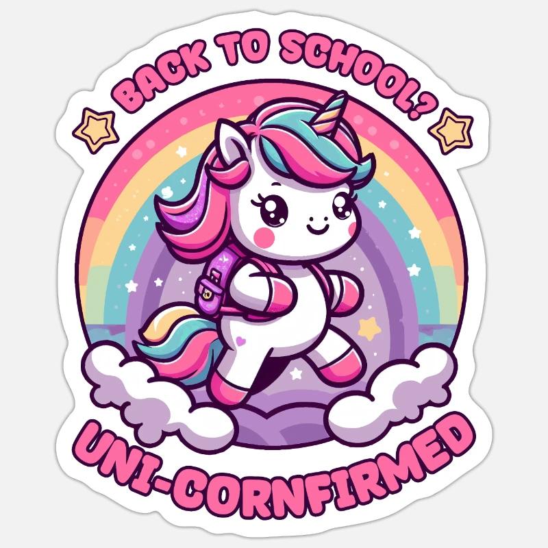 Back to School? Uni-cornfirmed! Sticker size S (10 x 10 cm)
