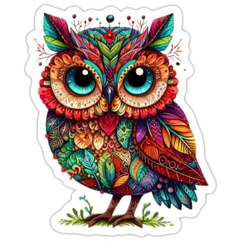 Eule - Sticker Größe S (10 x 10 cm) - Mattweiß - Vorne