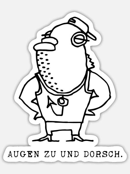 Fischköppe / Fischkopp / Dorsch - Sticker Größe S (10 x 10 cm) - Mattweiß