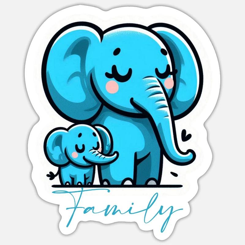 Éléphants - Sticker taille S (10 x 10 cm) - blanc mat