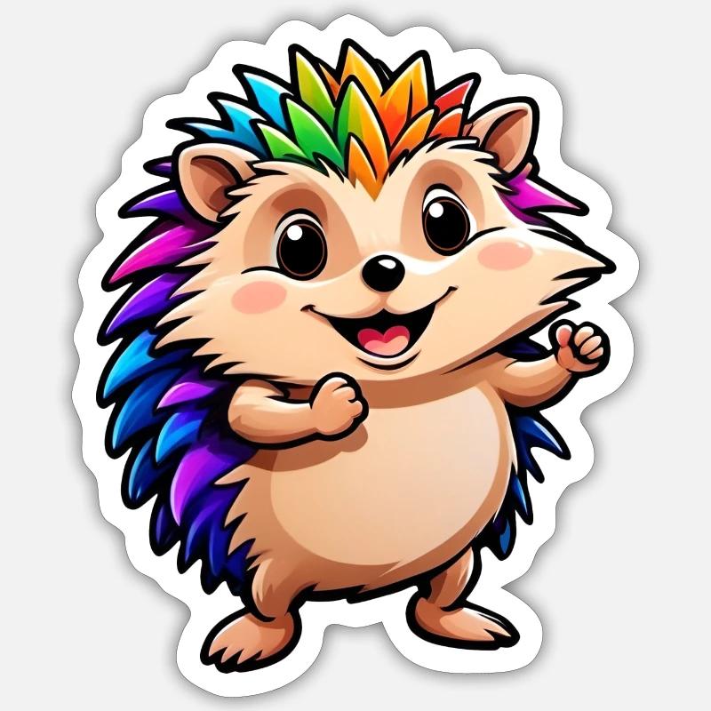 Enfants Mignon Dessin Animé Hérisson - Sticker taille S (10 x 10 cm) - blanc mat