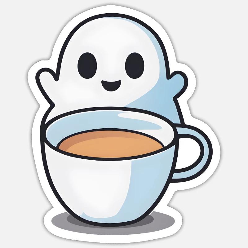 Kaffee Geist - Sticker Größe S (10 x 10 cm) - Mattweiß