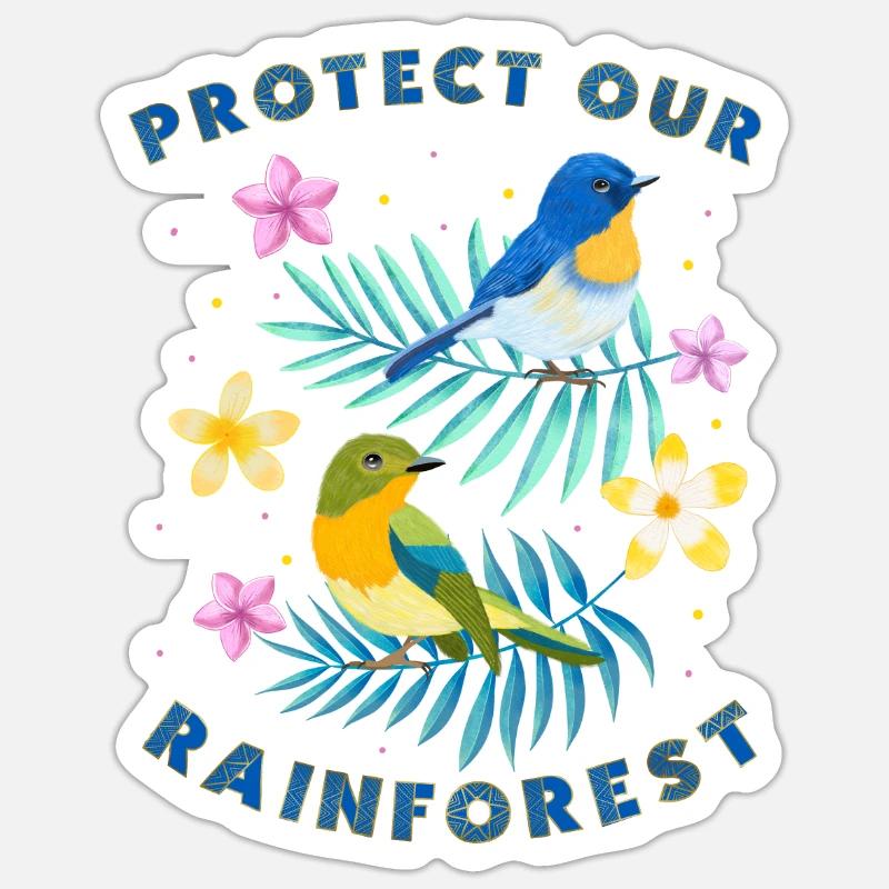 Protégez notre forêt tropicale - Sticker taille S (10 x 10 cm) - blanc mat
