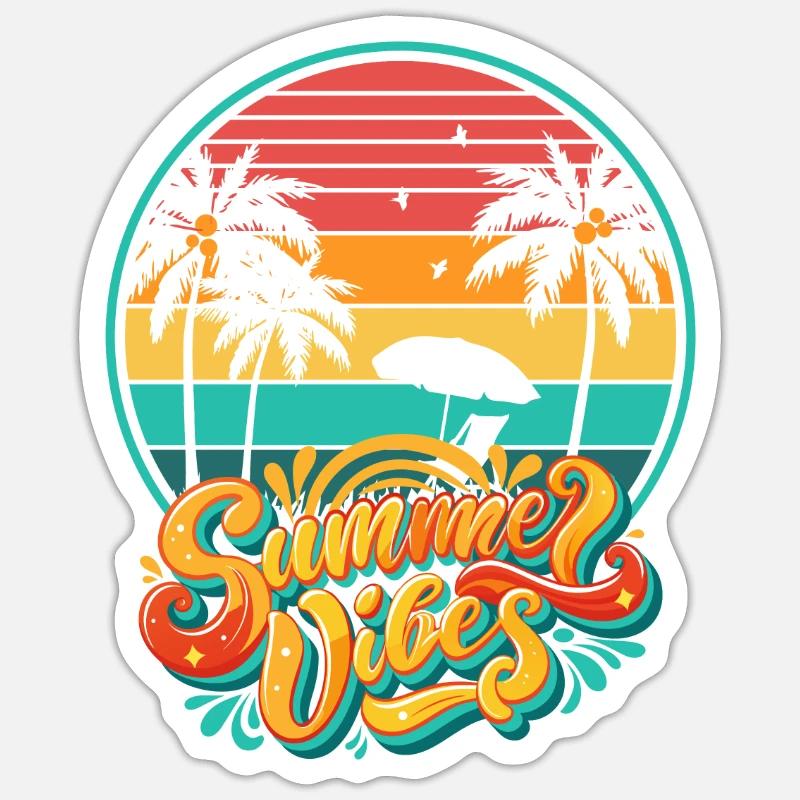 Sunset summer vibes - Sticker size S (10 x 10 cm) - white matte