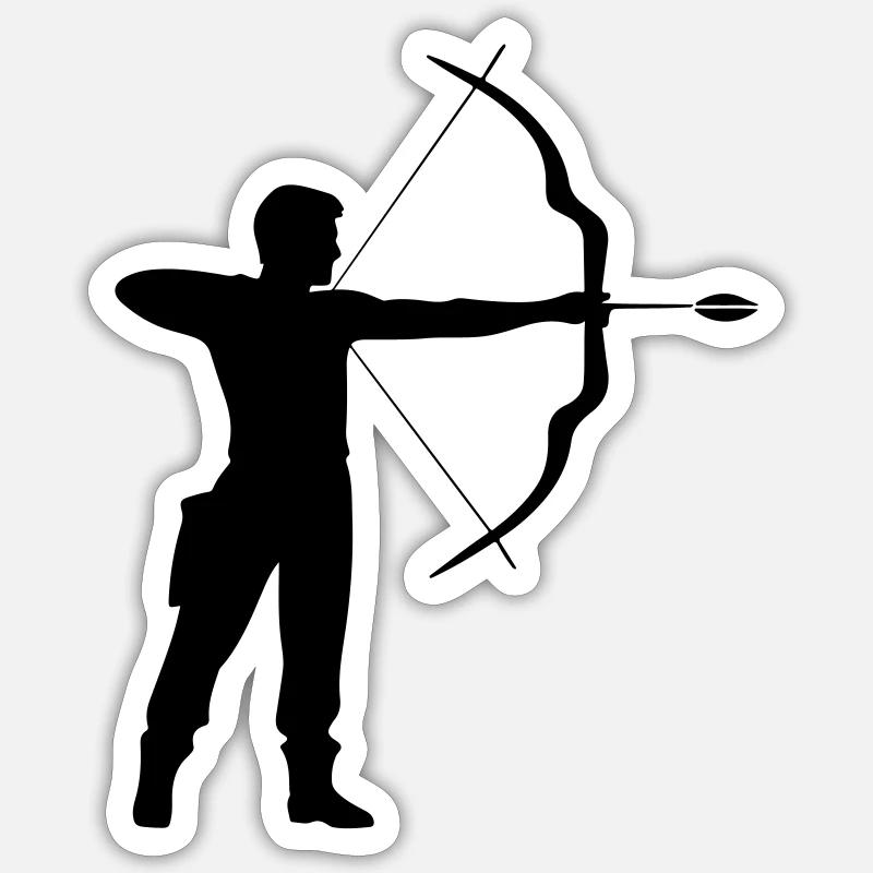 Bogenschießen Mann Symbol - Sticker Größe S (10 x 10 cm) - Mattweiß