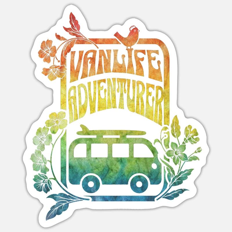 Vanlife - Regenbogenfarbene Blumen Sticker Größe S (10 x 10 cm)
